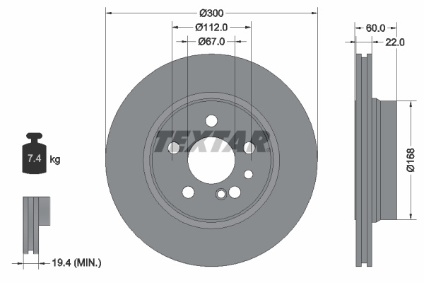 Disc frana puntea spate (92056800 TEXTAR) MERCEDES-BENZ