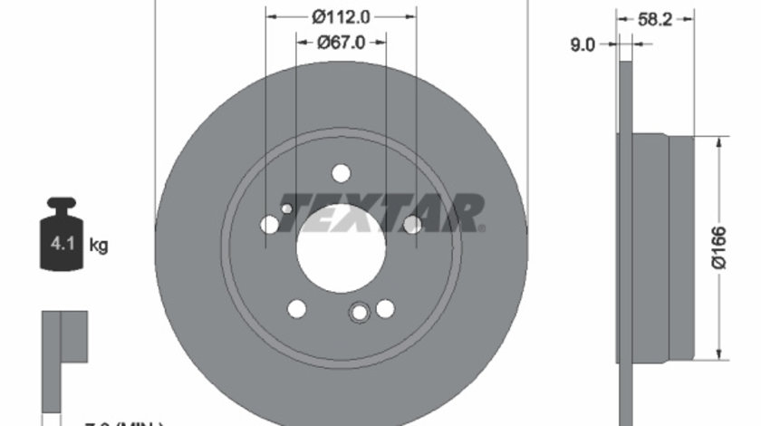 Disc frana puntea spate (92058000 TEXTAR) MERCEDES-BENZ