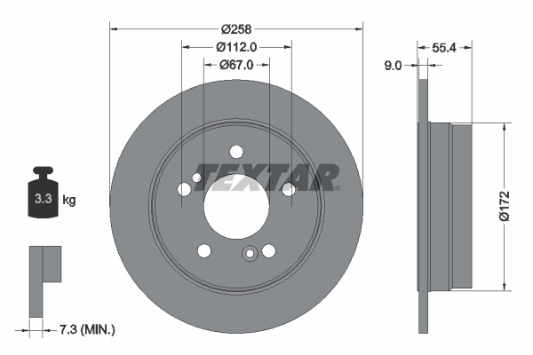 Disc frana puntea spate (92059503 TEXTAR) LIFAN,MERCEDES-BENZ