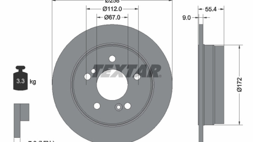 Disc frana puntea spate (92059503 TEXTAR) LIFAN,MERCEDES-BENZ