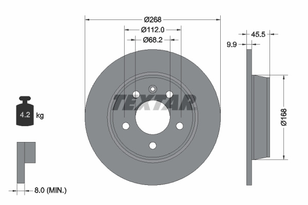 Disc frana puntea spate (92074303 TEXTAR) FORD,SEAT,VW