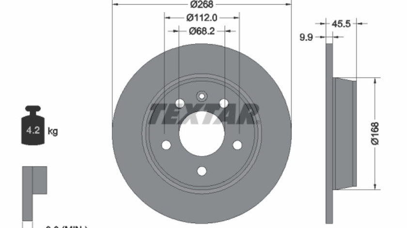 Disc frana puntea spate (92074303 TEXTAR) FORD,SEAT,VW