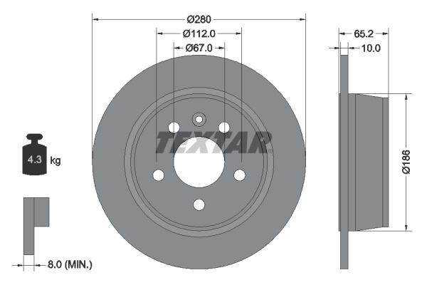 Disc frana puntea spate (92074503 TEXTAR) MERCEDES-BENZ