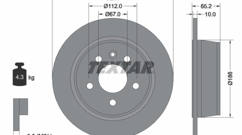 Disc frana puntea spate (92074503 TEXTAR) MERCEDES-BENZ