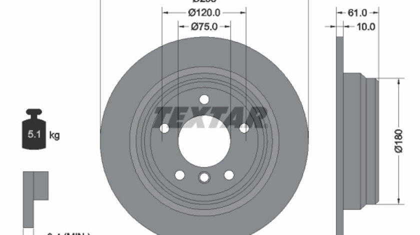 Disc frana puntea spate (92076603 TEXTAR) BMW