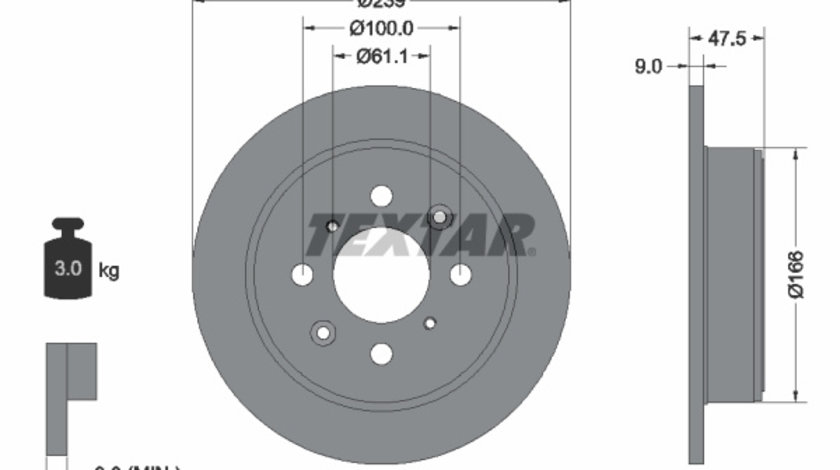 Disc frana puntea spate (92077903 TEXTAR) ACURA,HONDA