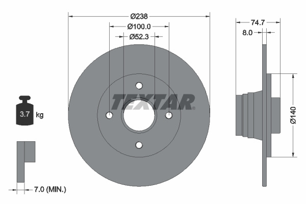 Disc frana puntea spate (92081200 TEXTAR) RENAULT