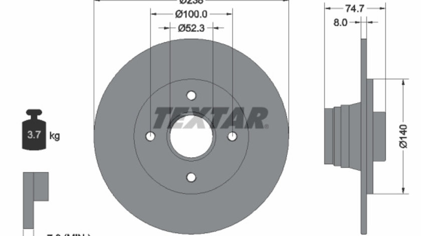 Disc frana puntea spate (92081200 TEXTAR) RENAULT