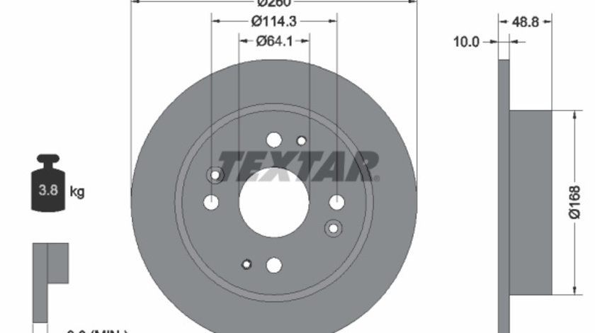 Disc frana puntea spate (92081700 TEXTAR) ACURA,HONDA,HONDA (GAC),ROVER