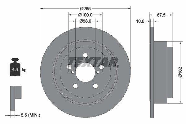 Disc frana puntea spate (92082000 TEXTAR) SAAB,SUBARU