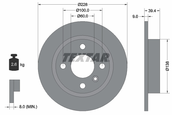 Disc frana puntea spate (92082800 TEXTAR) VOLVO