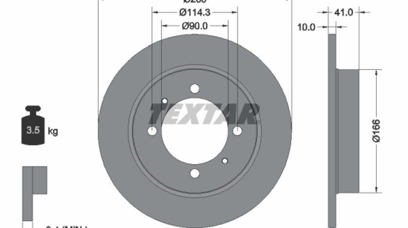 Disc frana puntea spate (92083003 TEXTAR) MITSUBISHI,PROTON,VOLVO