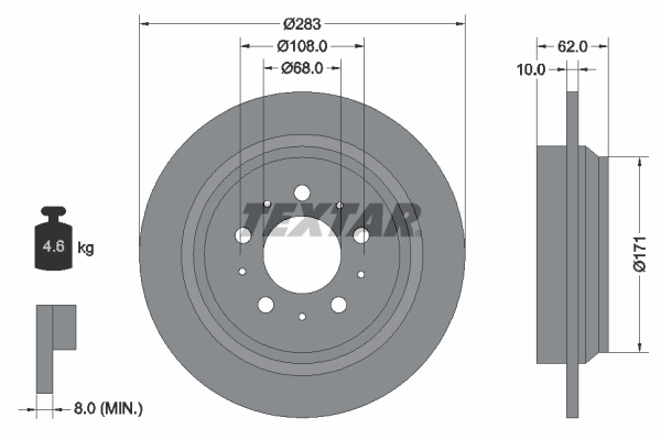 Disc frana puntea spate (92088600 TEXTAR) VOLVO