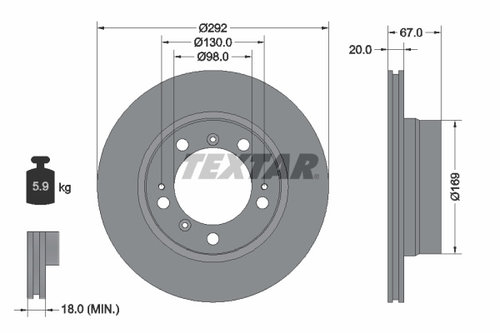 Disc frana puntea spate (92088907 TEXTAR) PORSCHE