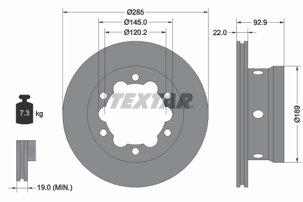 Disc frana puntea spate (92089803 TEXTAR) MERCEDES-BENZ,VW