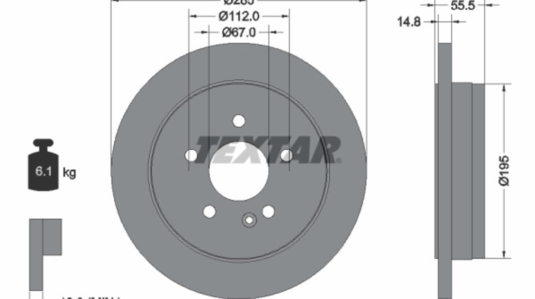 Disc frana puntea spate (92090003 TEXTAR) MERCEDES-BENZ