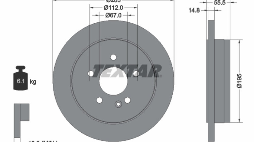 Disc frana puntea spate (92090003 TEXTAR) MERCEDES-BENZ