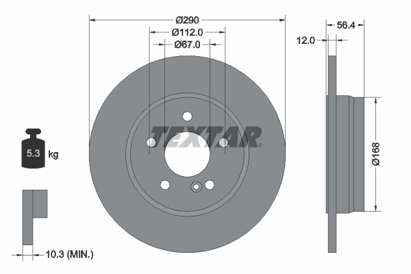 Disc frana puntea spate (92091103 TEXTAR) MERCEDES-BENZ