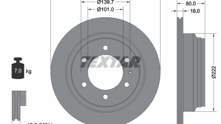 Disc frana puntea spate (92091600 TEXTAR) ACURA,CHEVROLET,HOLDEN,HONDA,ISUZU,OPEL,VAUXHALL