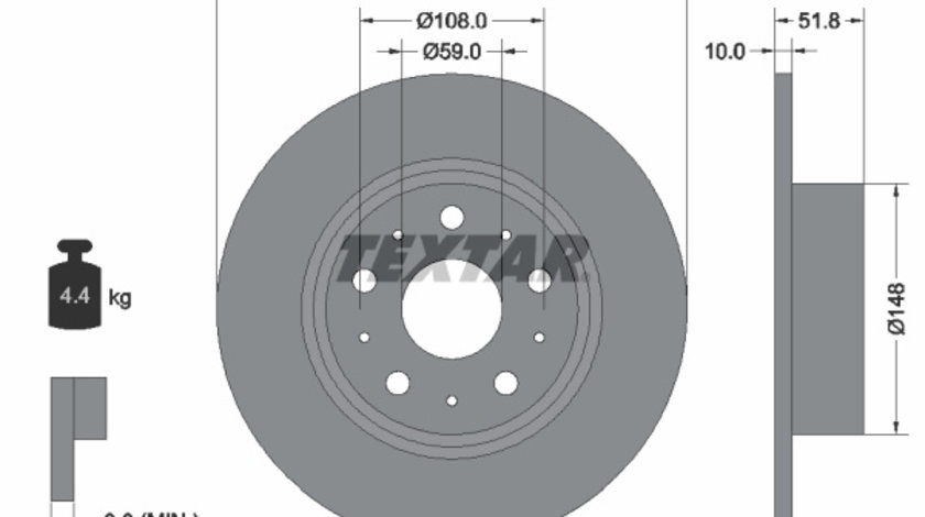 Disc frana puntea spate (92095300 TEXTAR) ALFA ROMEO,GAC,LANCIA