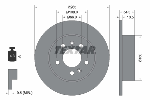 Disc frana puntea spate (92096300 TEXTAR) RENAULT