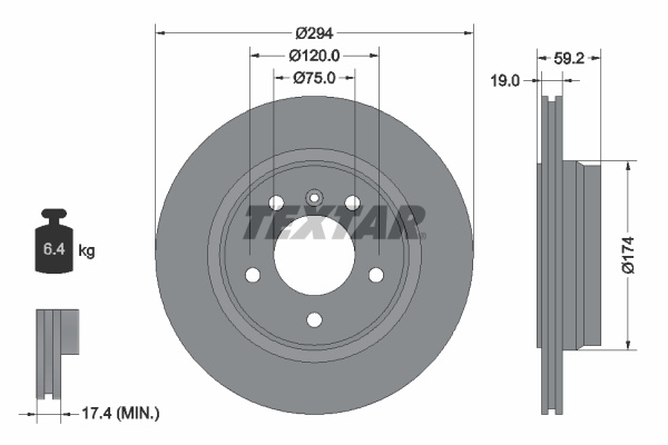 Disc frana puntea spate (92097303 TEXTAR) BMW,BMW (BRILLIANCE)