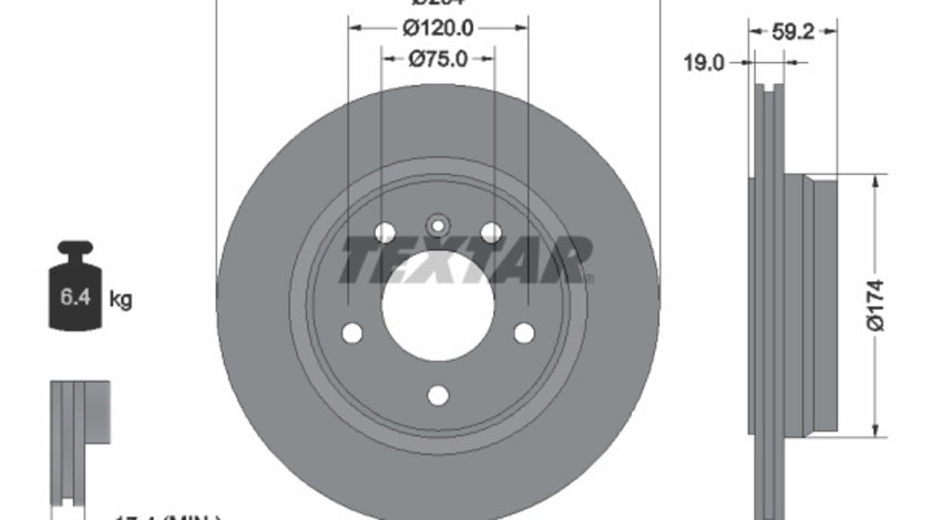 Disc frana puntea spate (92097303 TEXTAR) BMW,BMW (BRILLIANCE)