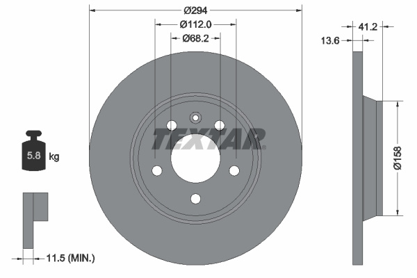 Disc frana puntea spate (92098103 TEXTAR) FORD,SEAT,VW