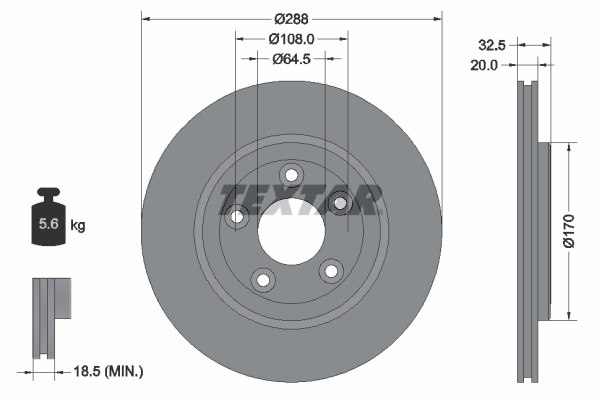 Disc frana puntea spate (92099100 TEXTAR) DAIMLER,FORD USA,JAGUAR,LINCOLN