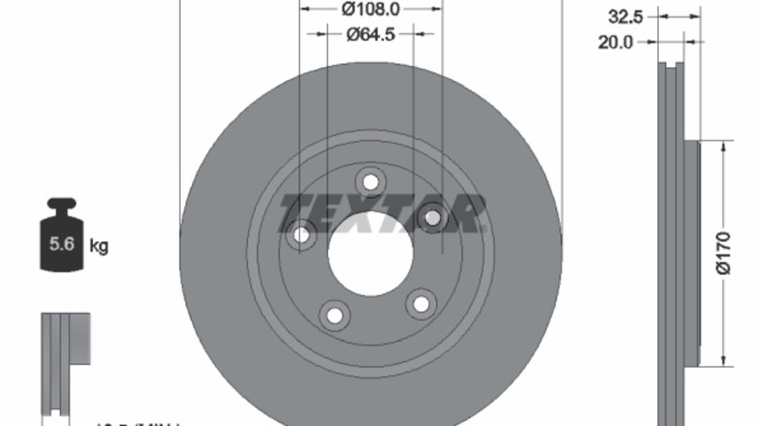 Disc frana puntea spate (92099100 TEXTAR) DAIMLER,FORD USA,JAGUAR,LINCOLN