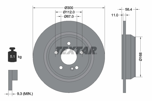 Disc frana puntea spate (92099403 TEXTAR) MERCEDES-BENZ