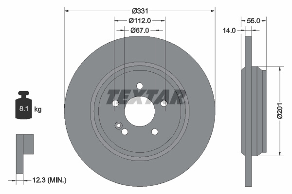Disc frana puntea spate (92103303 TEXTAR) MERCEDES-BENZ