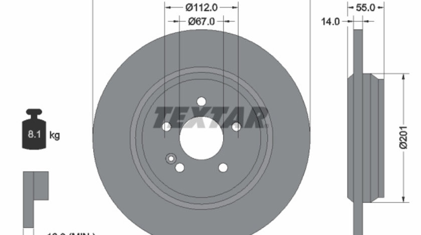 Disc frana puntea spate (92103303 TEXTAR) MERCEDES-BENZ