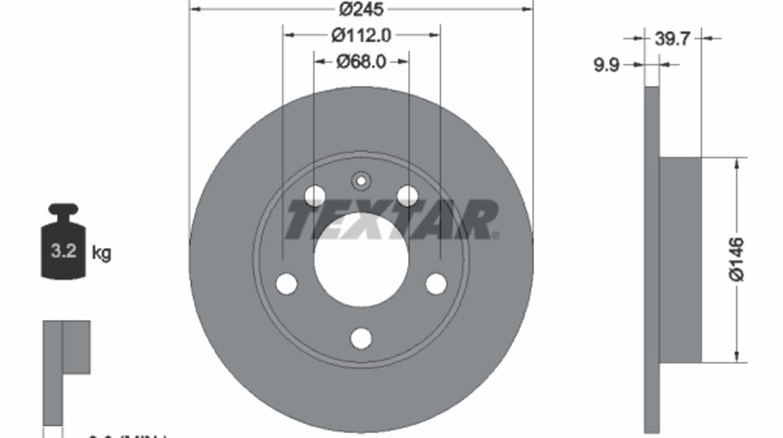 Disc frana puntea spate (92106203 TEXTAR) AUDI,SEAT