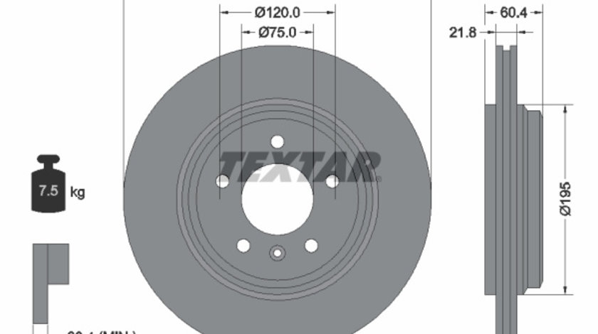 Disc frana puntea spate (92107003 TEXTAR) BMW