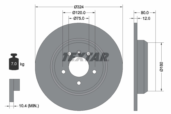 Disc frana puntea spate (92107403 TEXTAR) BMW
