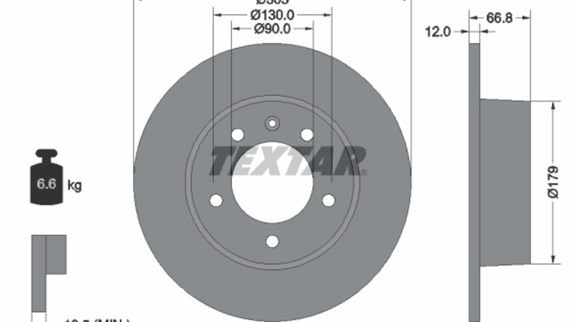 Disc frana puntea spate (92111203 TEXTAR) NISSAN,OPEL,RENAULT,VAUXHALL