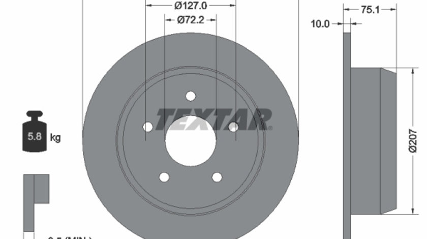 Disc frana puntea spate (92113700 TEXTAR) BEIJING BENZ (BBDC),JEEP,JEEP (BJC)