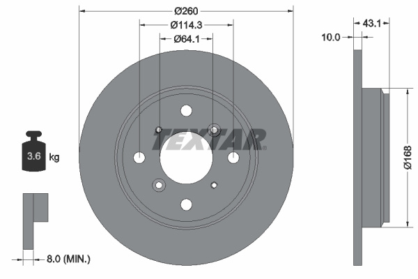 Disc frana puntea spate (92114300 TEXTAR) ACURA,HONDA