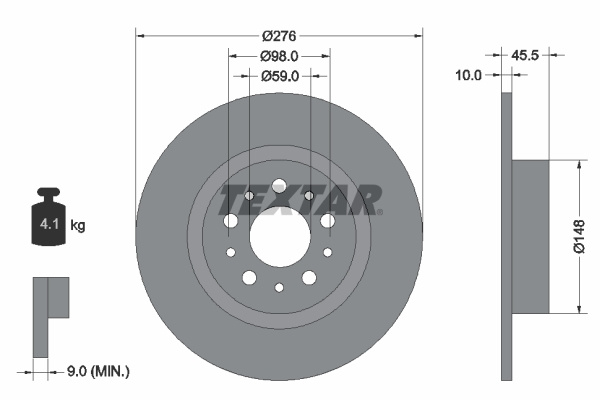 Disc frana puntea spate (92114703 TEXTAR) ALFA ROMEO