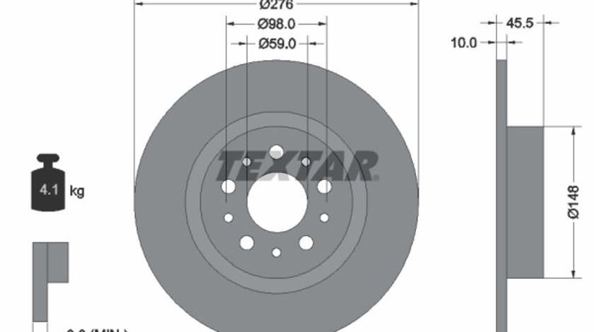 Disc frana puntea spate (92114703 TEXTAR) ALFA ROMEO