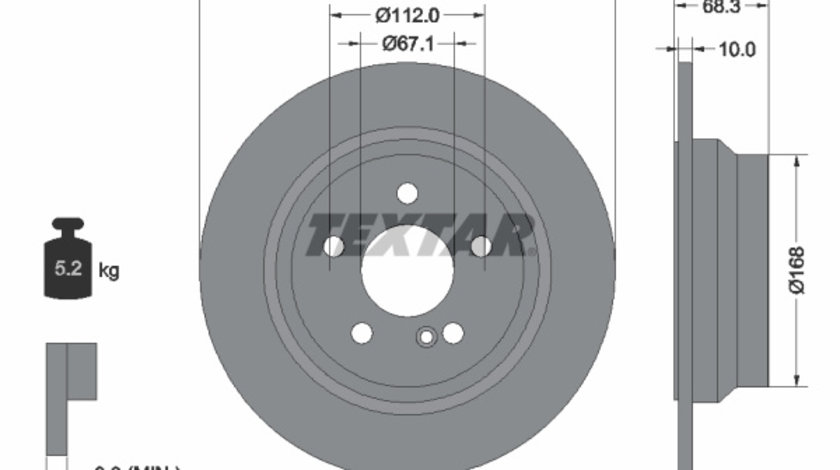 Disc frana puntea spate (92115405 TEXTAR) MERCEDES-BENZ,MERCEDES-BENZ (BBDC)