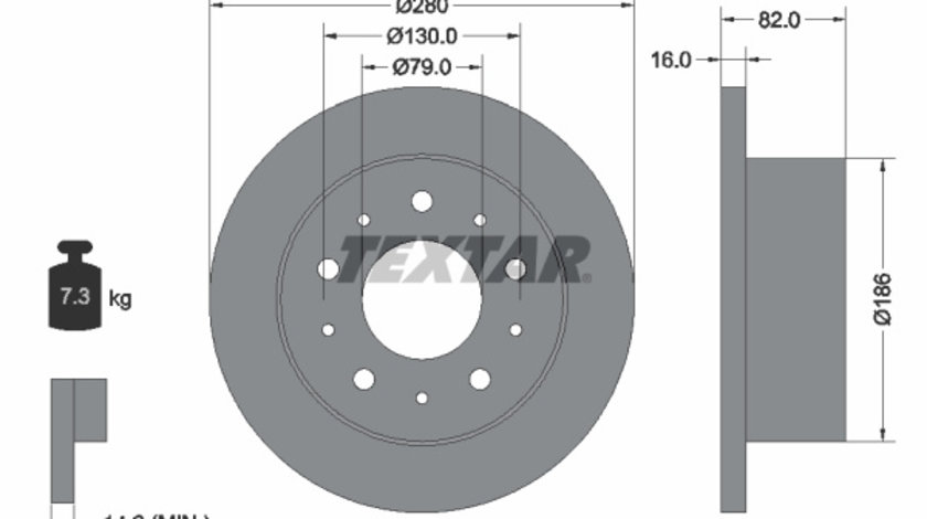 Disc frana puntea spate (92116203 TEXTAR) Citroen,FIAT,OPEL,PEUGEOT,VAUXHALL