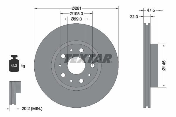 Disc frana puntea spate (92116800 TEXTAR) LANCIA