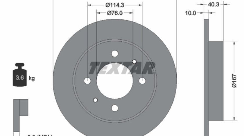 Disc frana puntea spate (92117100 TEXTAR) HYUNDAI,HYUNDAI (BEIJING),INOKOM,VW (SVW)