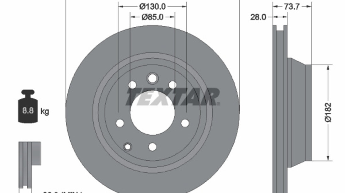 Disc frana puntea spate (92122005 TEXTAR) AUDI,PORSCHE,VW