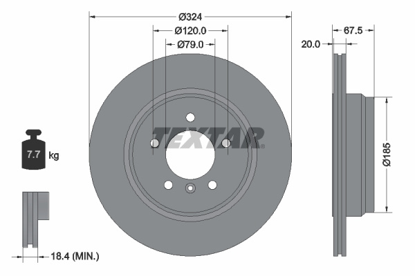 Disc frana puntea spate (92123103 TEXTAR) BMW