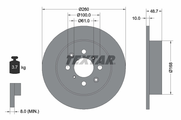 Disc frana puntea spate (92125300 TEXTAR) HONDA,MG