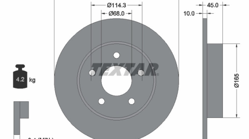 Disc frana puntea spate (92125703 TEXTAR) NISSAN