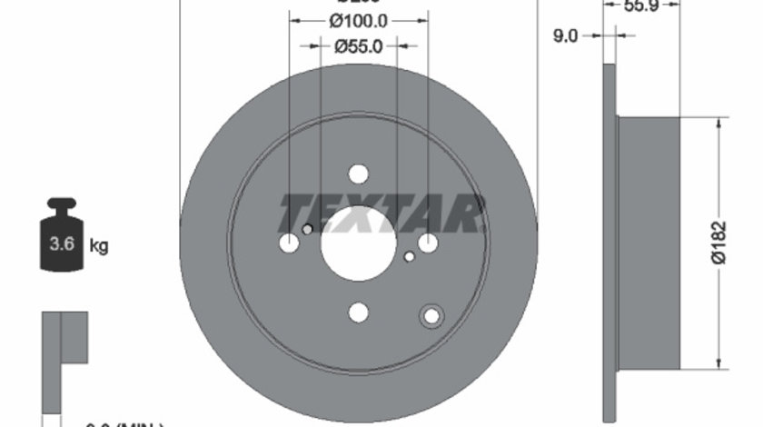 Disc frana puntea spate (92126103 TEXTAR) TOYOTA